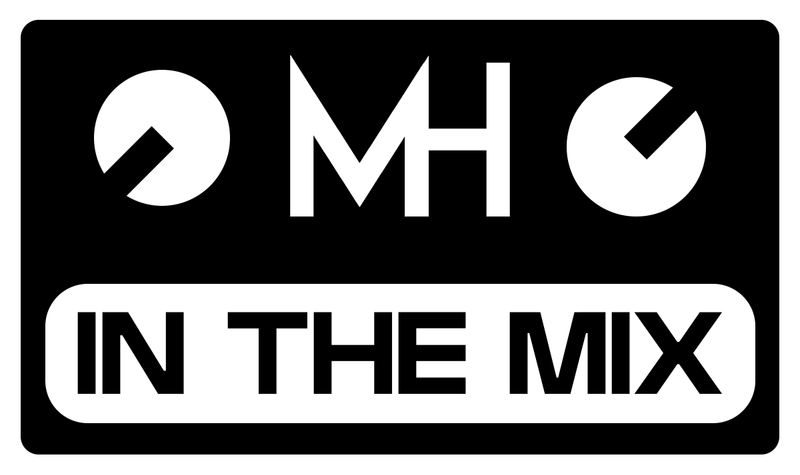MH IN THE MIX logo: the MH monogram between two knob marks above the words IN THE MIX, on a black badge